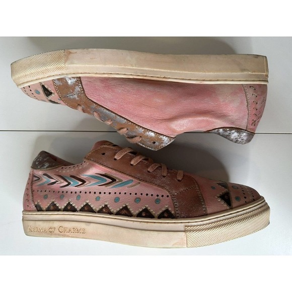 Karma of Charme Naïf Hand Painted Leather Low Top Sneaker Unique Size 40 Women's - Picture 6 of 9